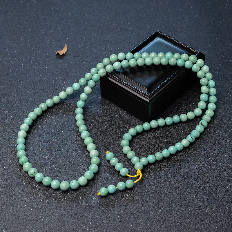 中高瓷铁线蓝绿松石108佛珠-红掌柜