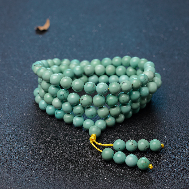 中高瓷铁线绿松石108佛珠-红掌柜
