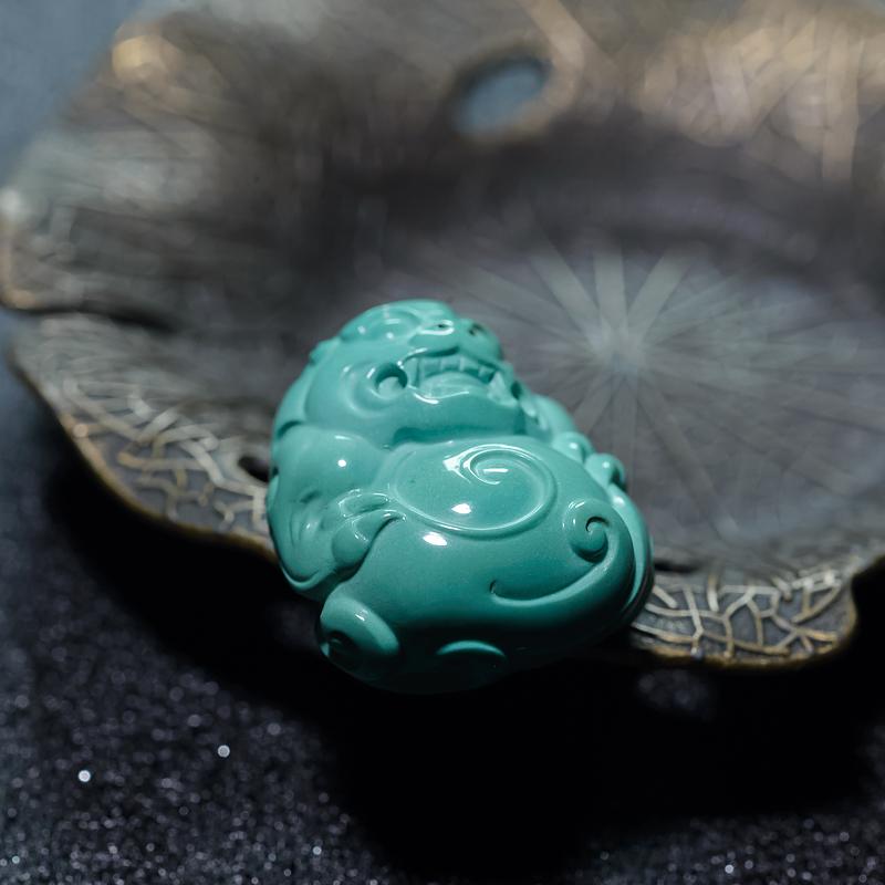 湖北天然高瓷蓝绿绿松石吊坠-红掌柜