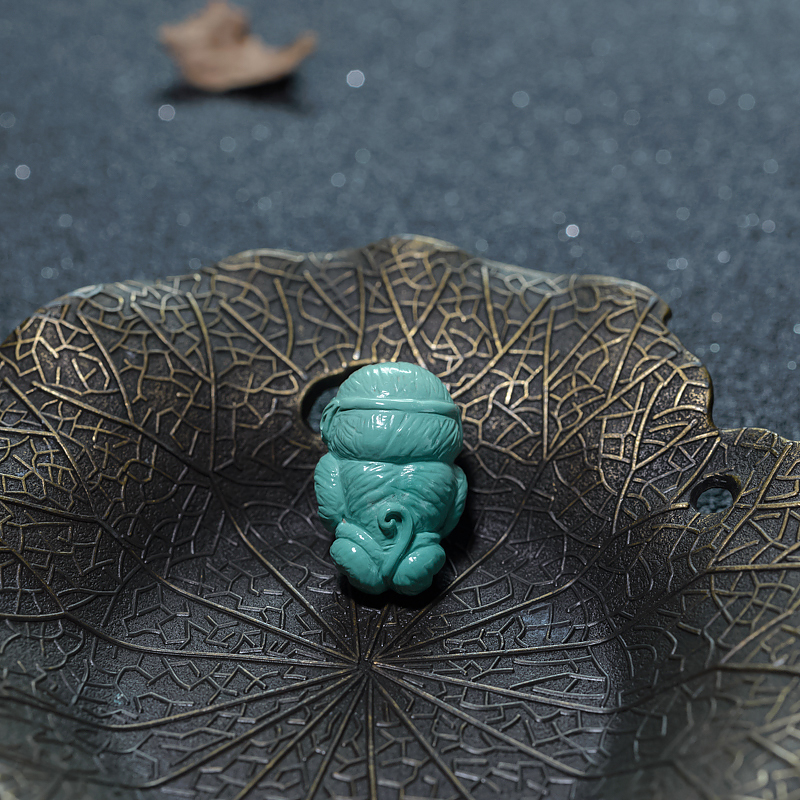 湖北天然绿松石孙悟空吊坠-红掌柜