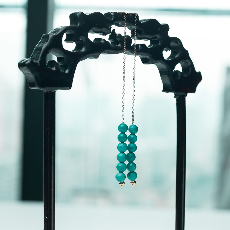 蔚蓝绿松石耳线-红掌柜