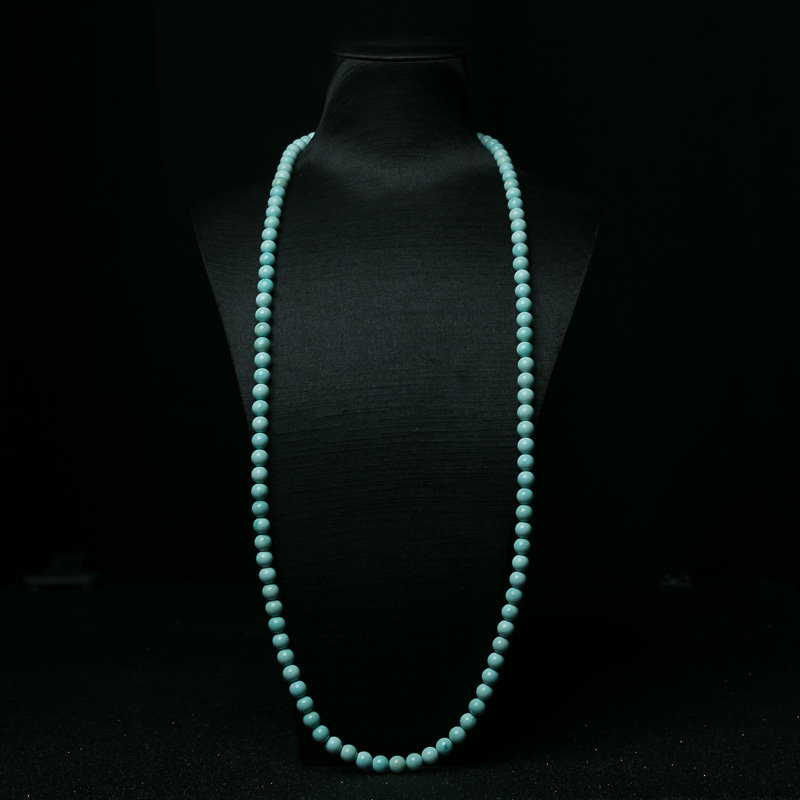 7.5mm高瓷铁线浅蓝绿松石长链-红掌柜