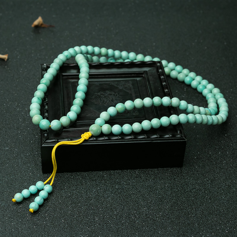高瓷铁线浅蓝绿松石长链-红掌柜