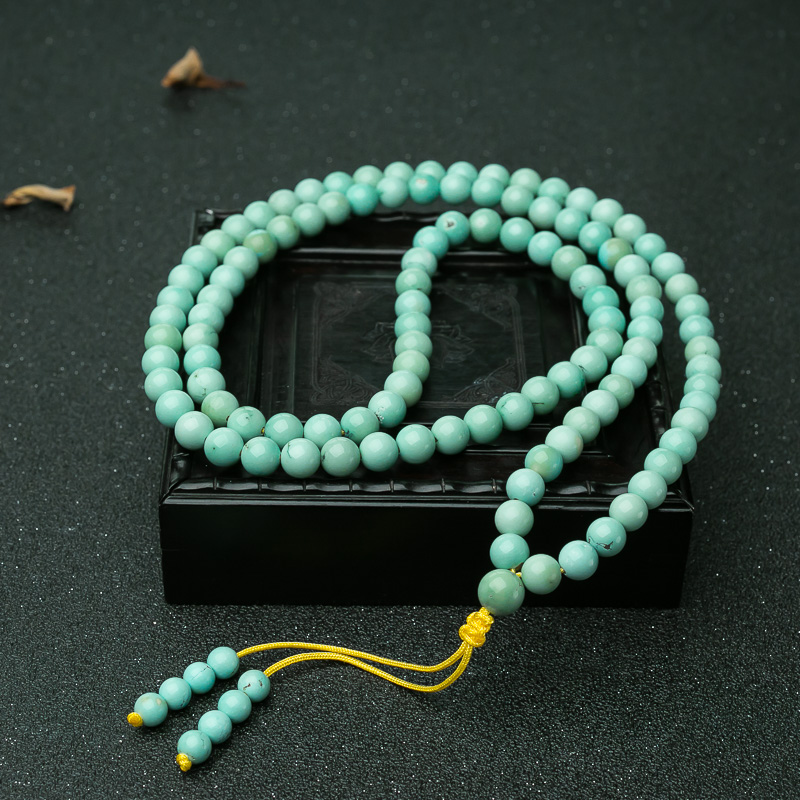 天然浅蓝绿松石长链-红掌柜