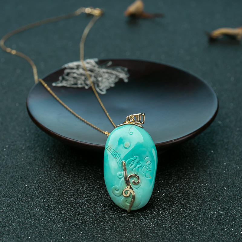 高瓷绿松石关公项链-红掌柜