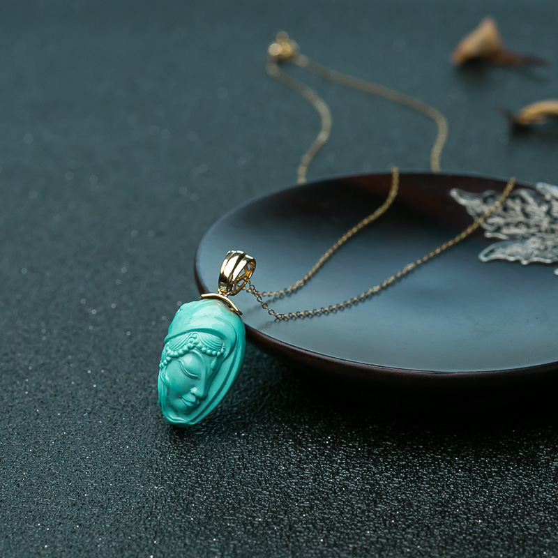 高瓷蓝绿绿松石少女项链-红掌柜