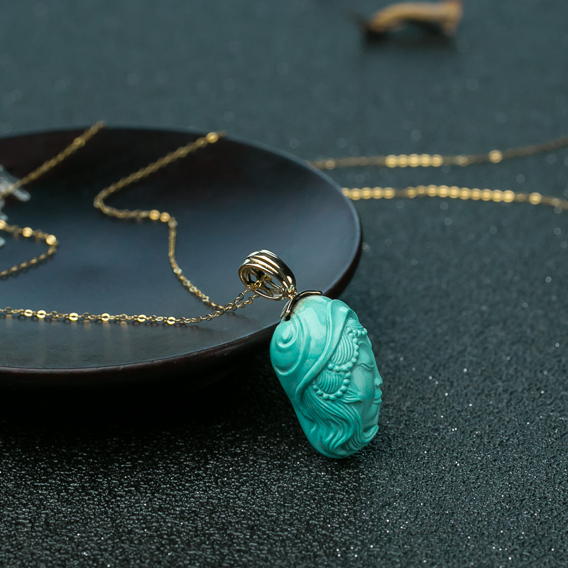 蓝绿绿松石少女项链-红掌柜