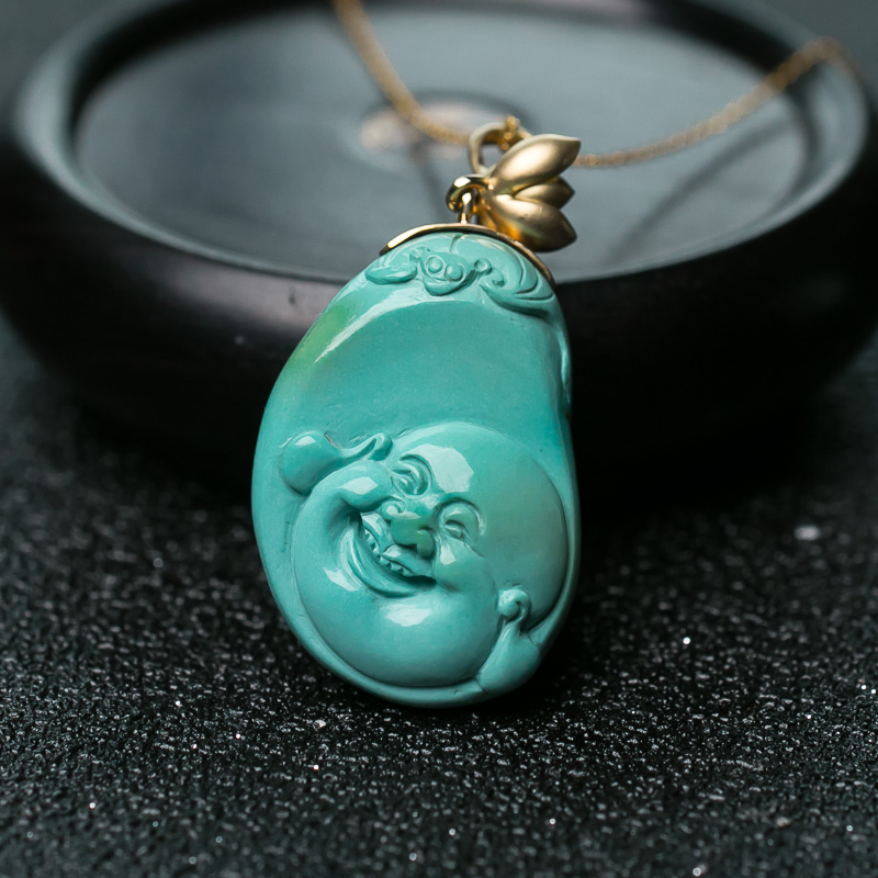 绿松石弥勒佛项链-红掌柜