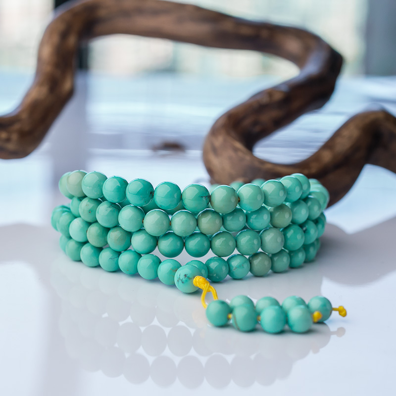 中高瓷蓝绿松石108佛珠-红掌柜