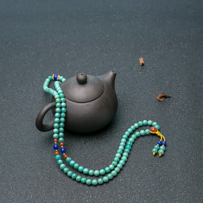 蓝绿松石108佛珠-红掌柜