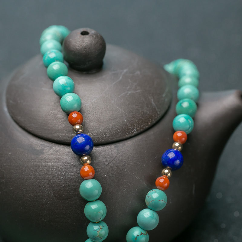 天然绿松石108佛珠-红掌柜