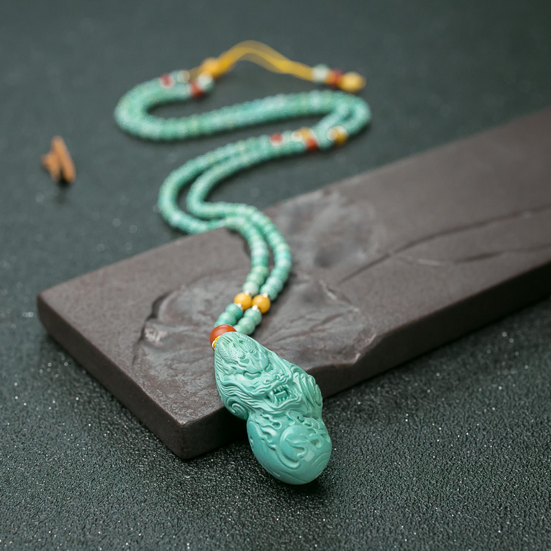 高瓷绿松石龙项链-红掌柜