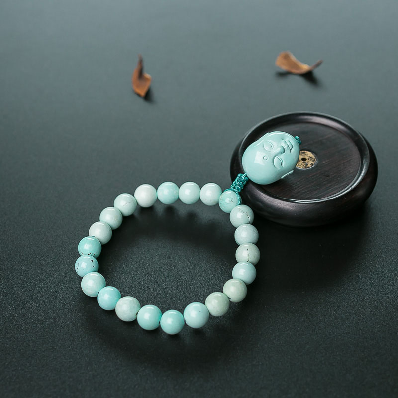 浅蓝绿松石单圈手串-红掌柜