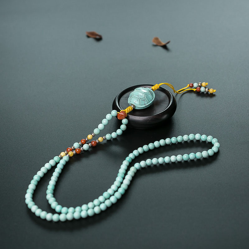 中高瓷浅蓝绿松石富甲项链-红掌柜