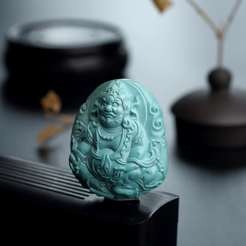 湖北绿松石黄财神吊坠-红掌柜