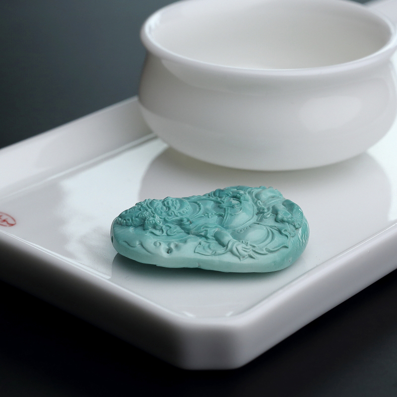 天然绿松石吊坠-红掌柜