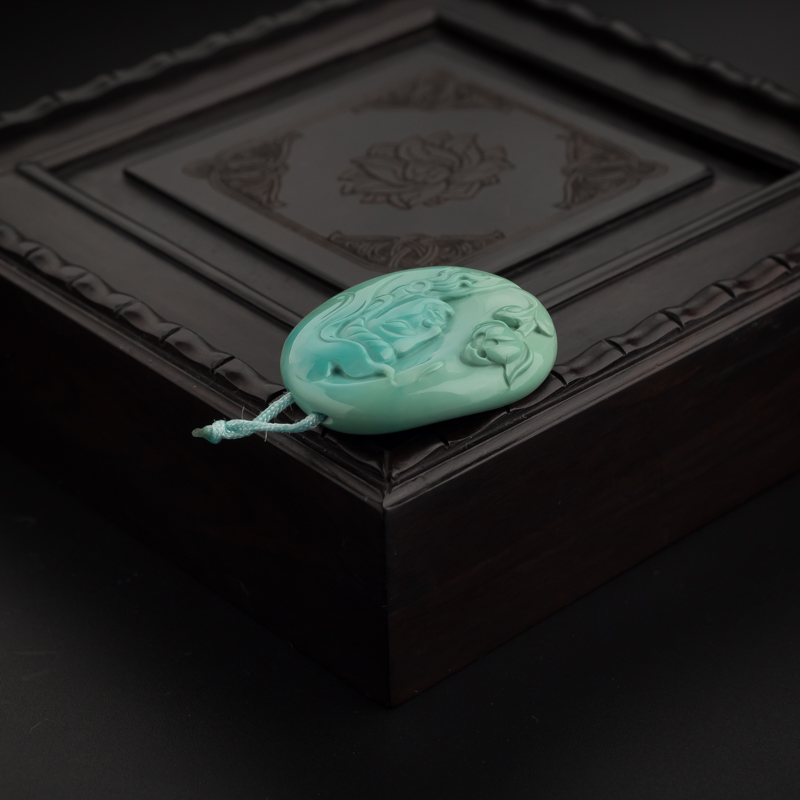 天然绿松石吊坠-红掌柜