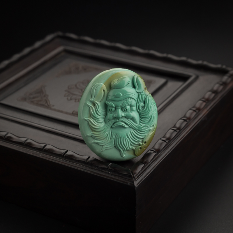 天然绿松石钟馗吊坠-红掌柜