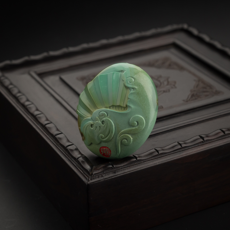 湖北天然绿松石吊坠-红掌柜