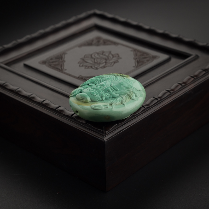 天然绿松石吊坠-红掌柜