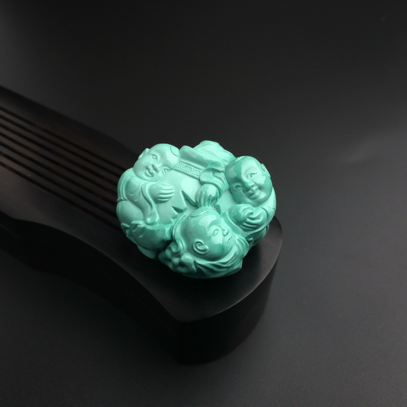 绿松石童子砸缸吊坠-红掌柜