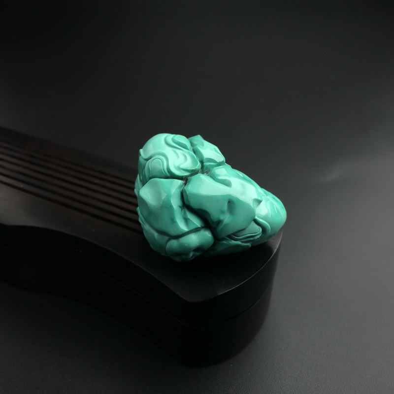 天然绿松石童子砸缸吊坠-红掌柜