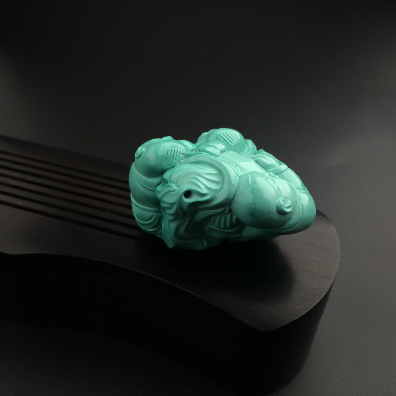 天然湖北绿松石童子砸缸吊坠-红掌柜