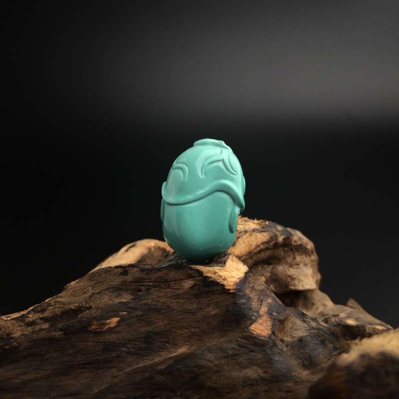 天然绿松石童子吊坠-红掌柜