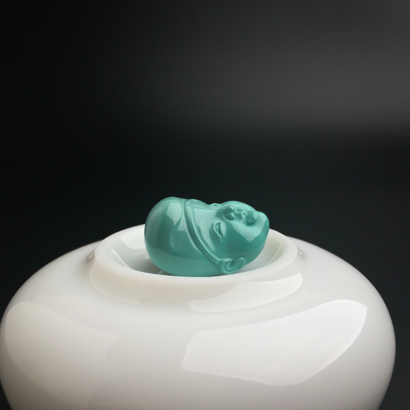 天然湖北绿松石童子吊坠-红掌柜