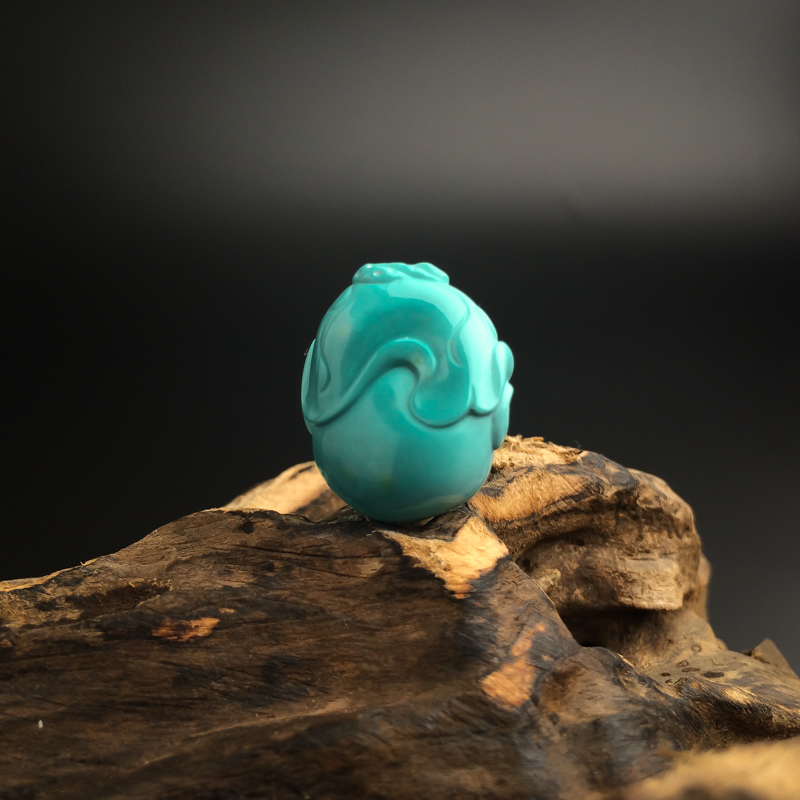 天然绿松石童子吊坠-红掌柜