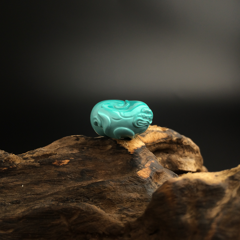 天然湖北绿松石童子吊坠-红掌柜