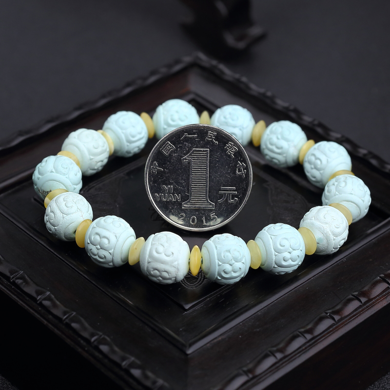 天然中瓷浅蓝绿松石-红掌柜