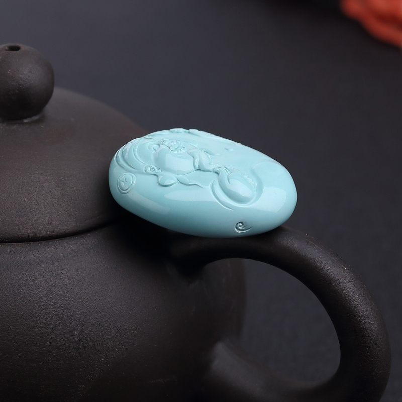 天然绿松石财神吊坠-红掌柜