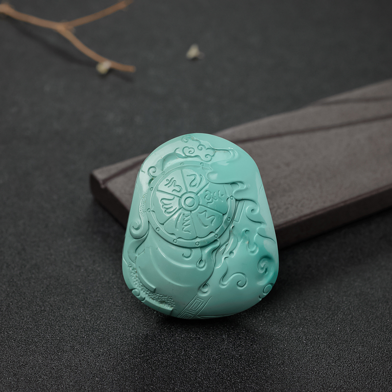 高瓷绿松石四臂观音吊坠-红掌柜