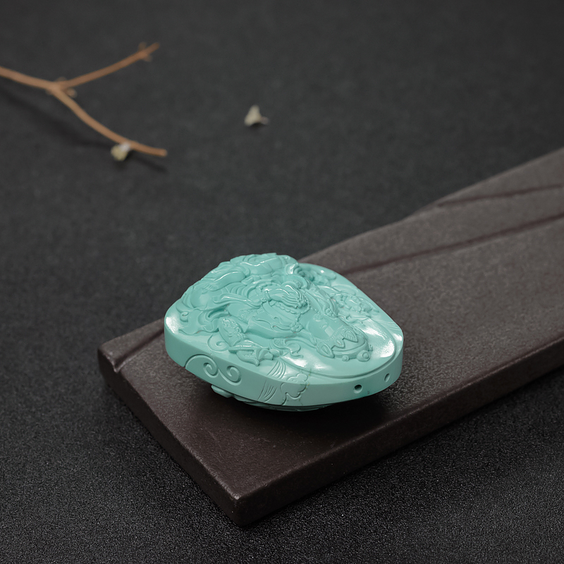 天然绿松石四臂观音吊坠-红掌柜