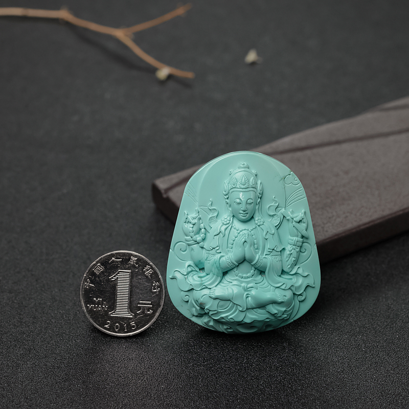 湖北绿松石四臂观音吊坠-红掌柜