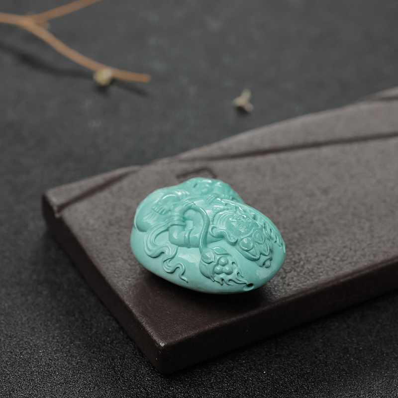 高瓷蓝绿绿松石不动明王-红掌柜