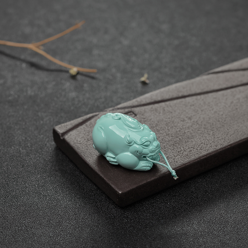 蓝绿绿松石貔貅吊坠-红掌柜