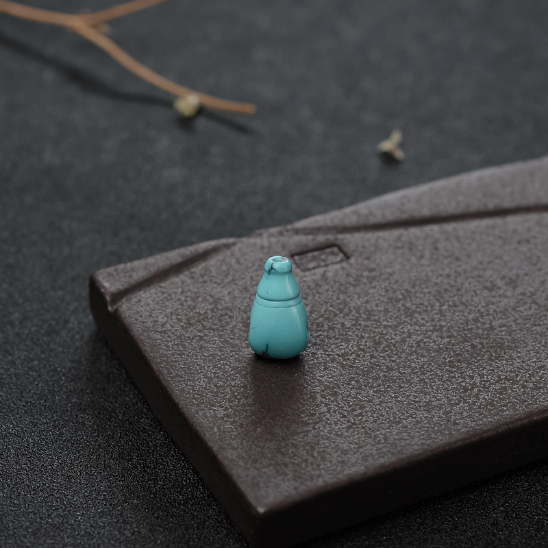 高瓷铁线蓝绿松石佛头三通-红掌柜