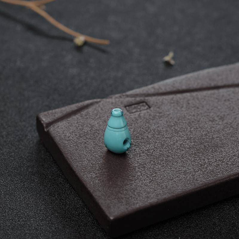 铁线蓝绿松石佛头三通-红掌柜