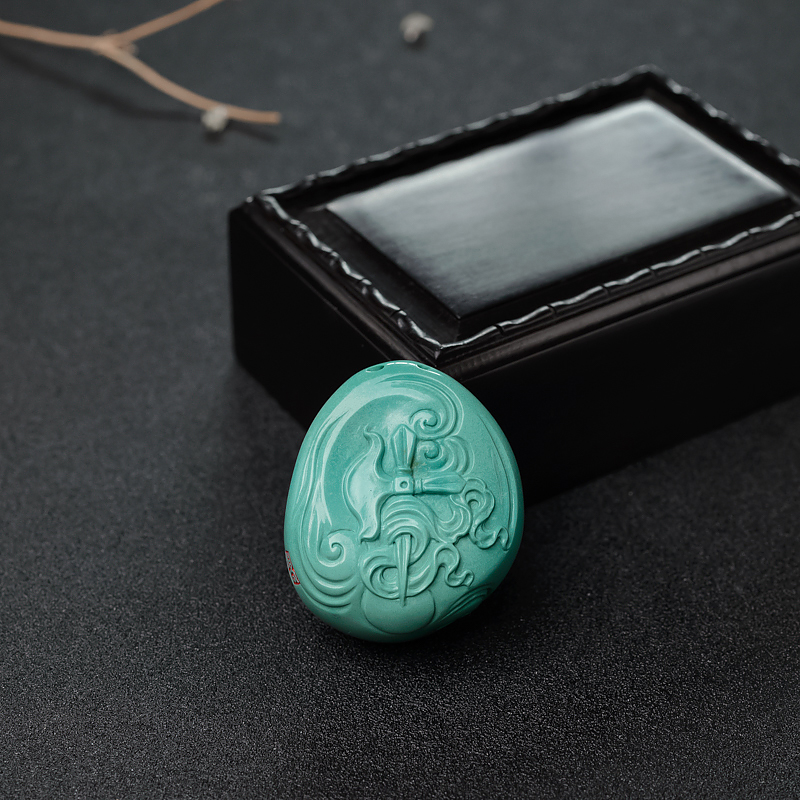 绿松石黄财神吊坠-红掌柜