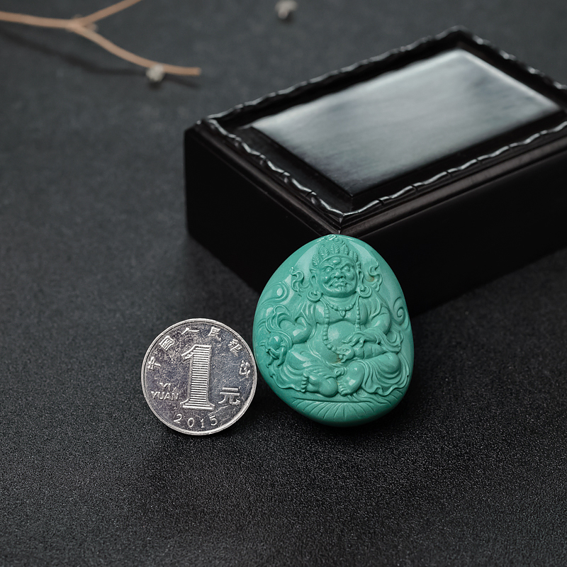 高瓷绿松石黄财神-红掌柜