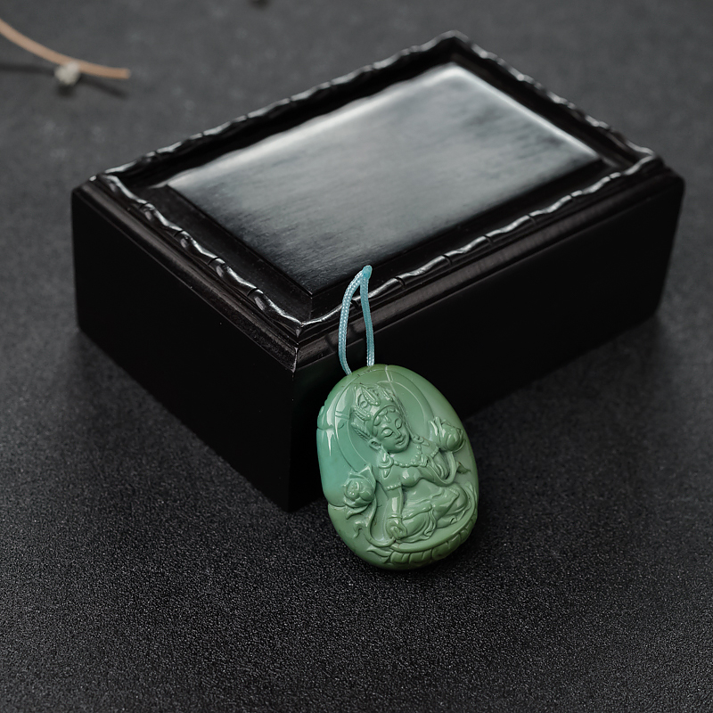 黄绿绿松石绿度母吊坠-红掌柜
