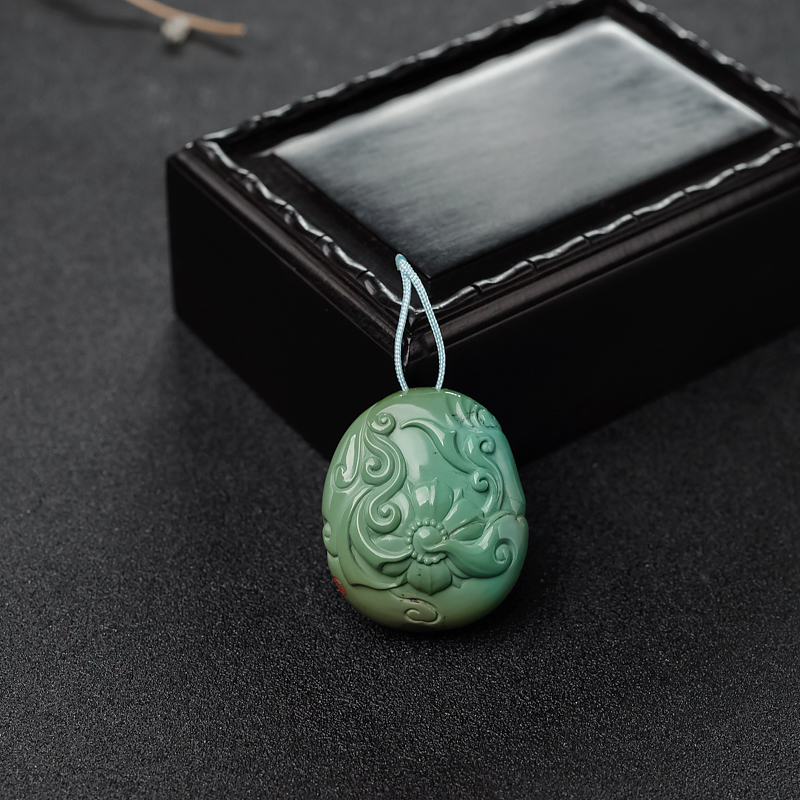 铁线绿松石绿度母吊坠-红掌柜