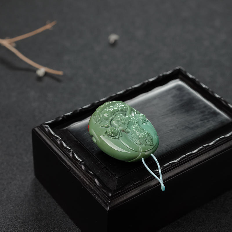 铁线黄绿绿松石吊坠-红掌柜