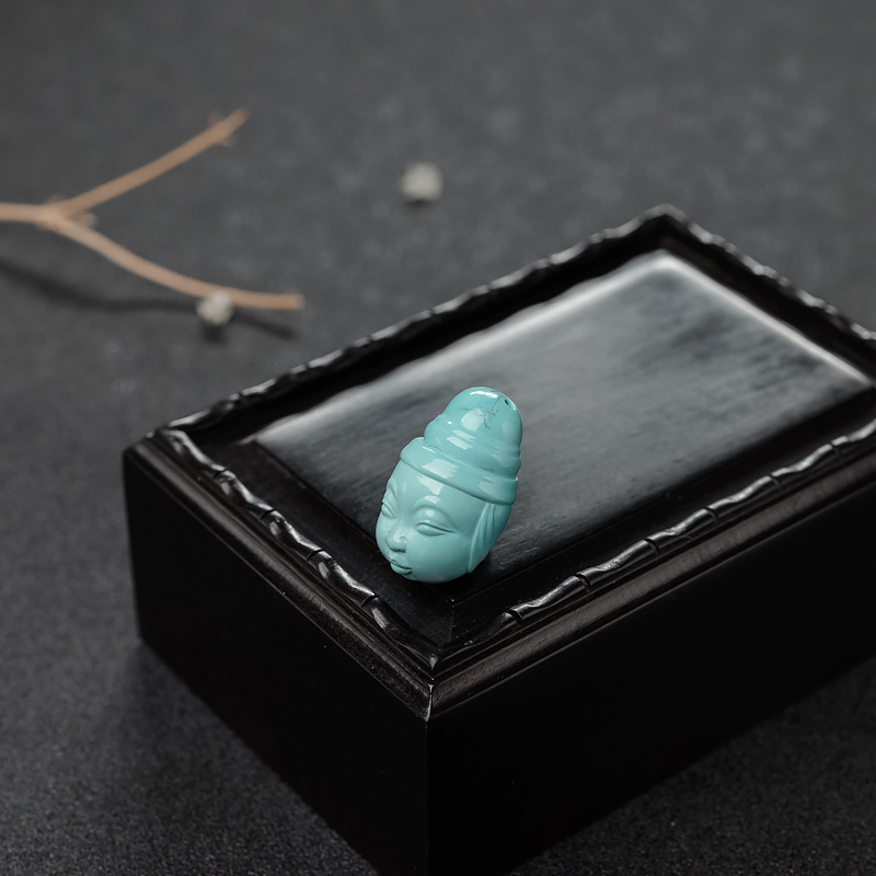 铁线蓝绿松石童子戒面-红掌柜