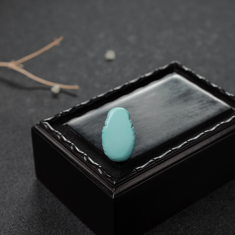 高瓷铁线松石童子戒面-红掌柜