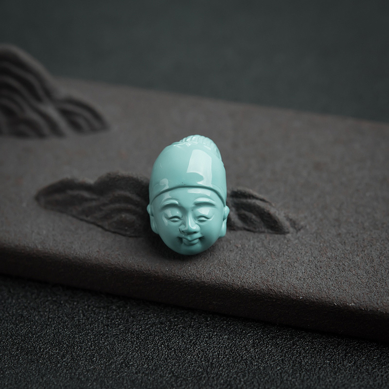 高瓷蓝绿绿松石童子吊坠-红掌柜