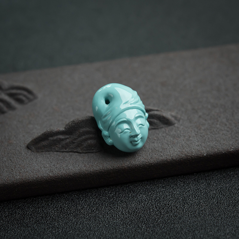 蓝绿绿松石童子吊坠-红掌柜