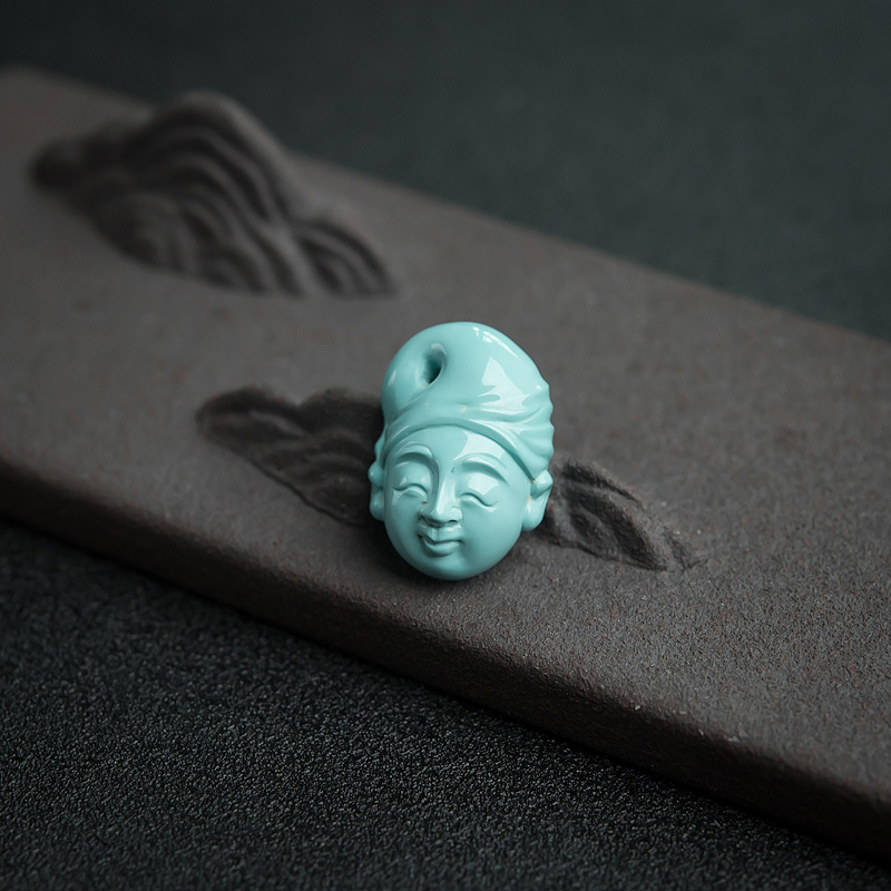 高瓷铁线绿松石童子吊坠-红掌柜